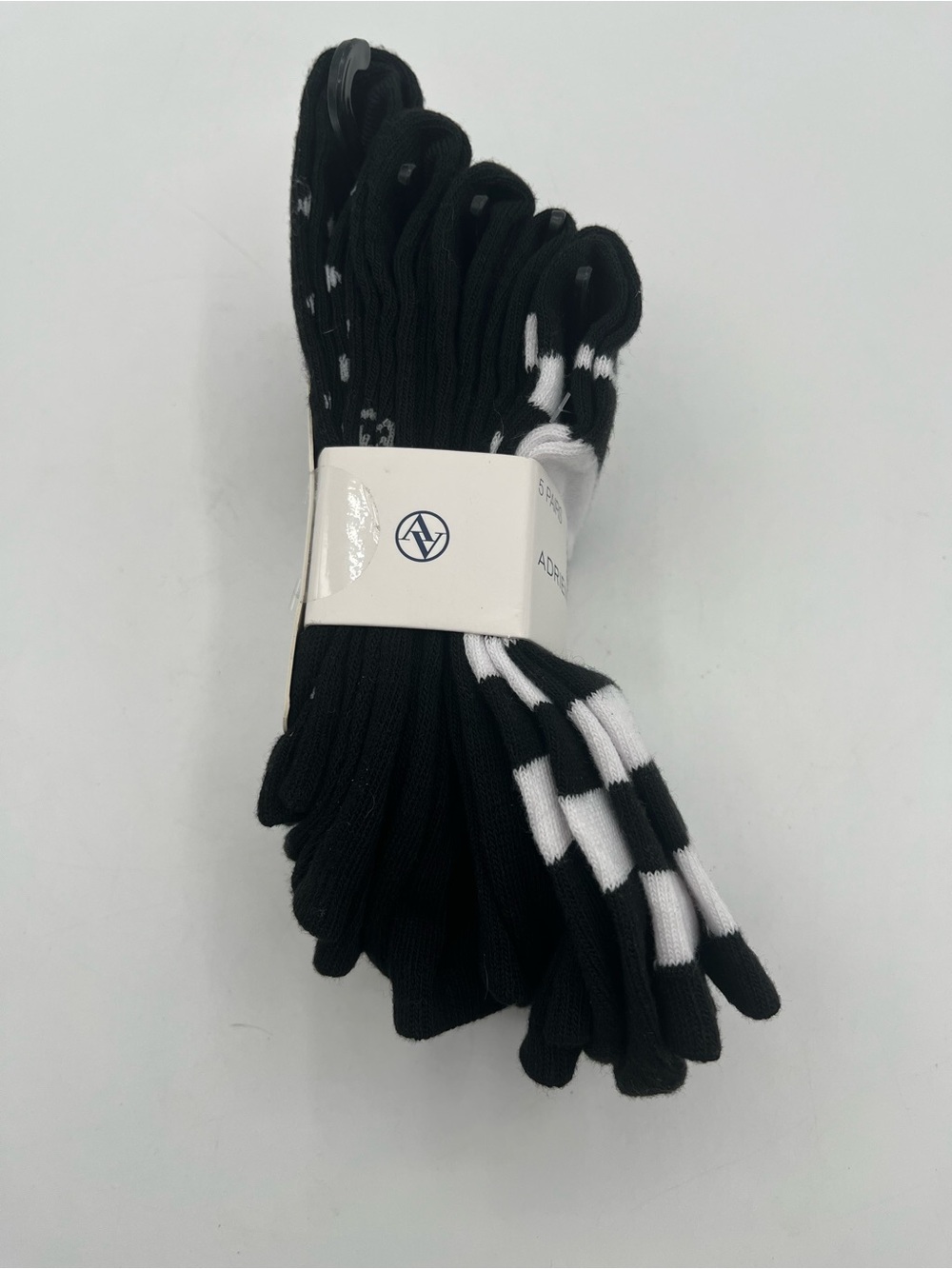 Adrienne Vittadini Black & White Striped  Polka Fot Crew Socks - 5 Pack - Picture 3 of 6